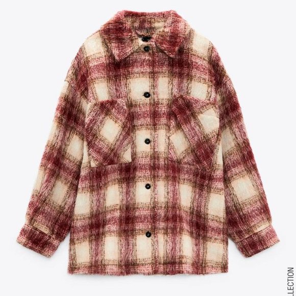 BLOGGER'S FAVE! Zara Plaid Overshirt Shacket Jacket Sz M NWT - Picture 14 of 16
